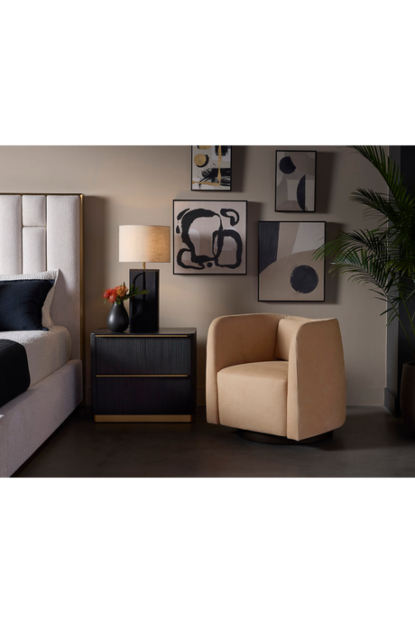 Nubuck Leather Swivel Lounge Chair | Splendido Emilie