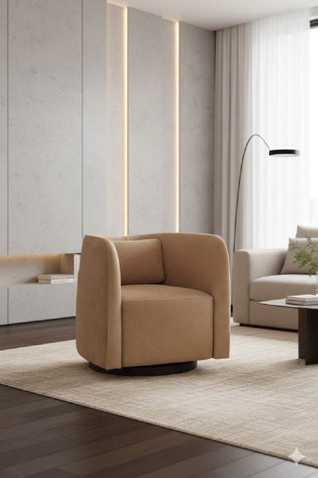 Nubuck Leather Swivel Lounge Chair | Splendido Emilie | Oroa.com
