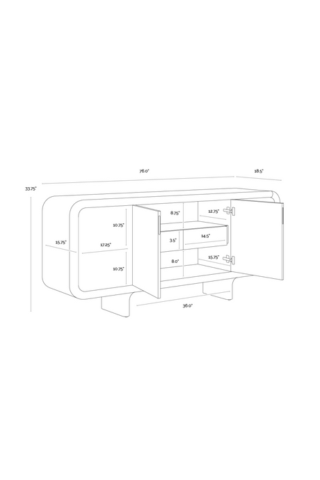 Modern European furniture - Brown Oak 4-Door Sideboard - www.oroa.com