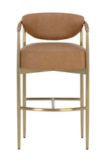 Modern European furniture - Gold Framed Leather-Look Bar Stool - www.oroa.com