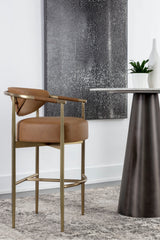 Modern European furniture - Gold Framed Leather-Look Bar Stool - www.oroa.com