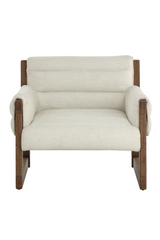Modern European furniture - Tufted White Linen Lounge Chair - www.oroa.com