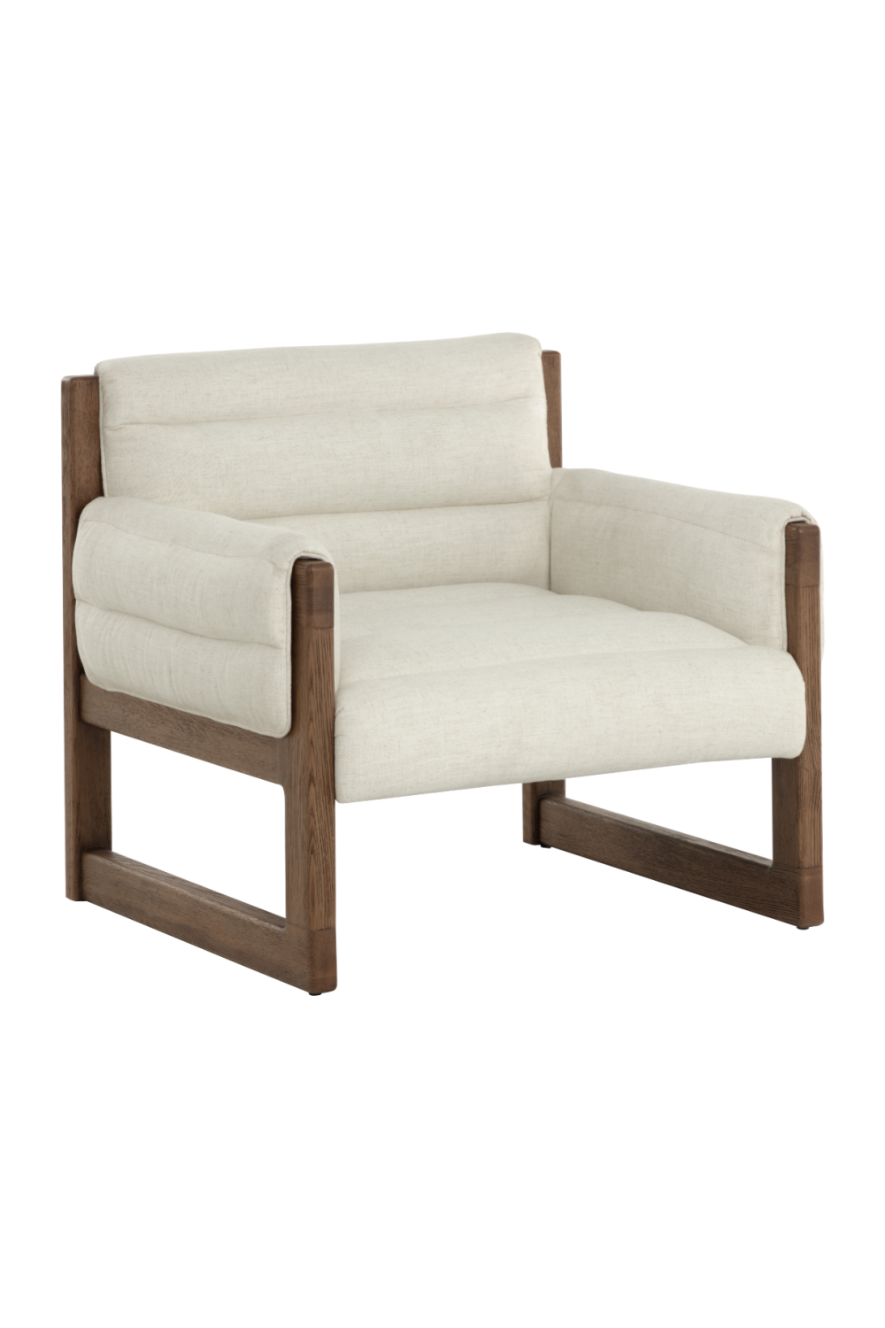Tufted White Linen Lounge Chair | Splendido Ferguson
