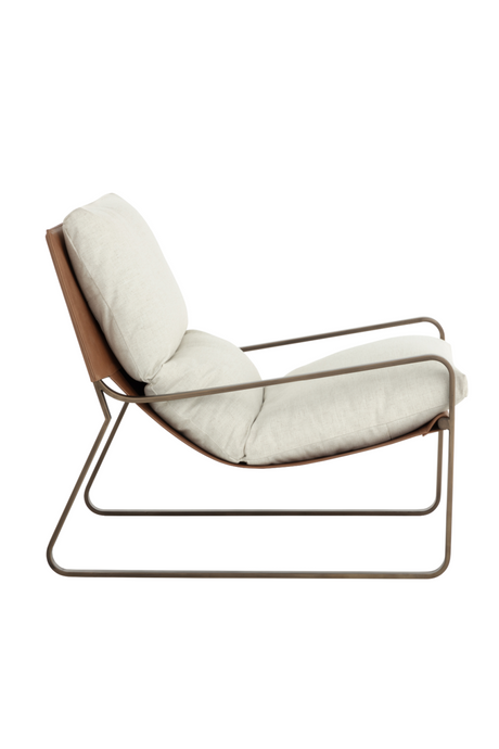 Modern European furniture - White Linen Scooped Lounge Chair - www.oroa.com