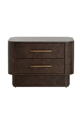 Brown Burl Veneer 2-Drawer Nightstand by Splendido Ezekiel