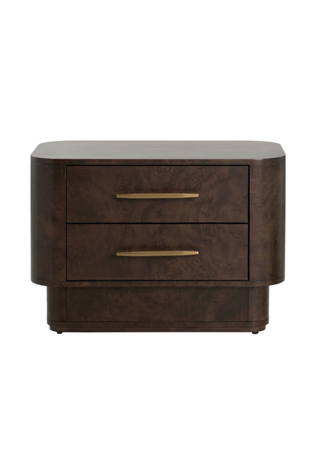 Modern European furniture - Brown Burl Veneer 2-Drawer Nightstand - www.oroa.com