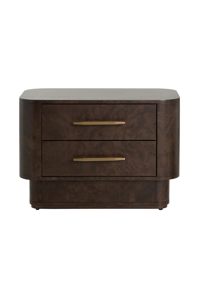 Modern European furniture - Brown Burl Veneer 2-Drawer Nightstand - www.oroa.com