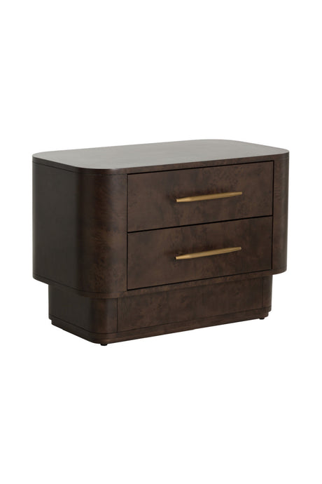 Modern European furniture - Brown Burl Veneer 2-Drawer Nightstand - www.oroa.com
