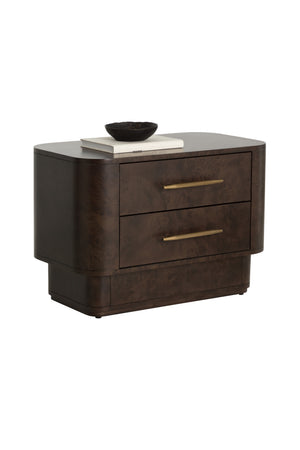 Modern European furniture - Brown Burl Veneer 2-Drawer Nightstand - www.oroa.com
