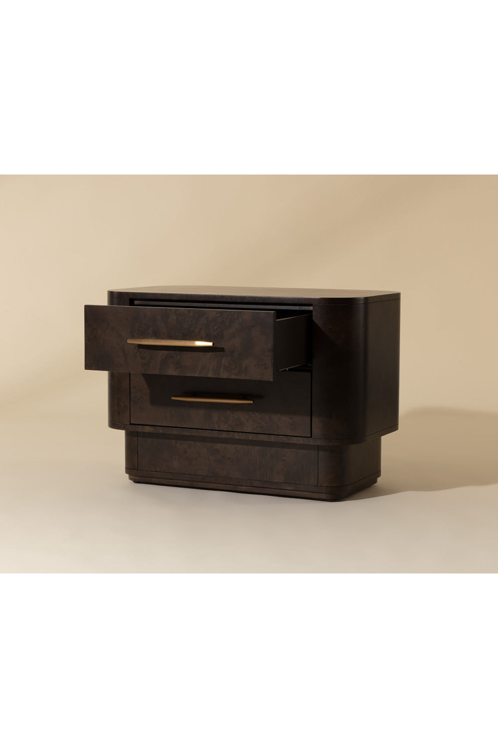 Modern European furniture - Brown Burl Veneer 2-Drawer Nightstand - www.oroa.com