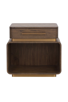 Brown Oak 1-Drawer Nightstand by Splendido Taro