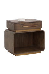 Modern European furniture - Brown Oak 1-Drawer Nightstand - www.oroa.com
