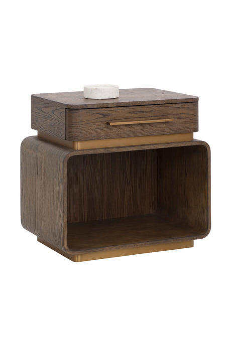 Modern European furniture - Brown Oak 1-Drawer Nightstand - www.oroa.com