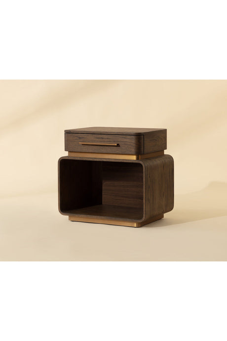Modern European furniture - Brown Oak 1-Drawer Nightstand - www.oroa.com
