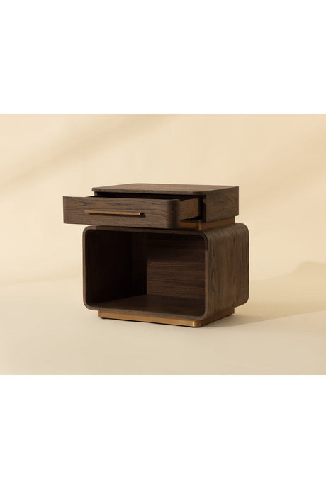 Modern European furniture - Brown Oak 1-Drawer Nightstand - www.oroa.com