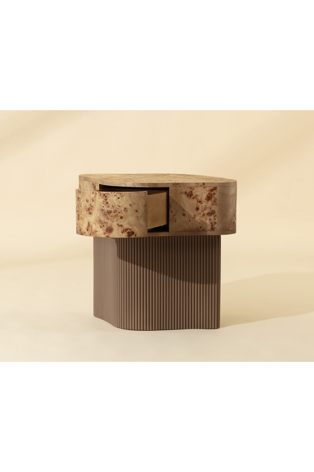 Freeform Burl Veneer Nightstand | Splendido Fern | Oroa.com