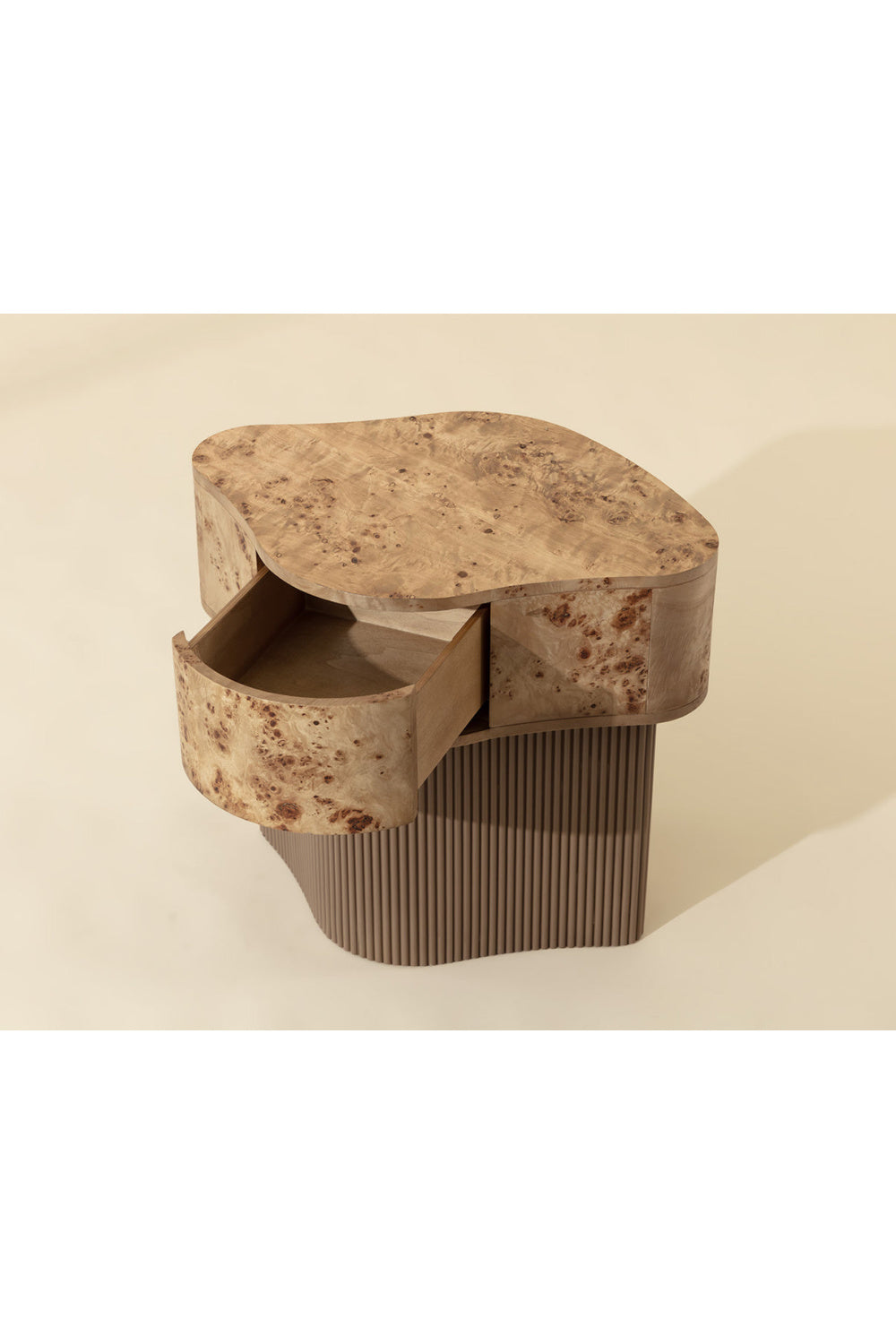Freeform Burl Veneer Nightstand | Splendido Fern | Oroa.com