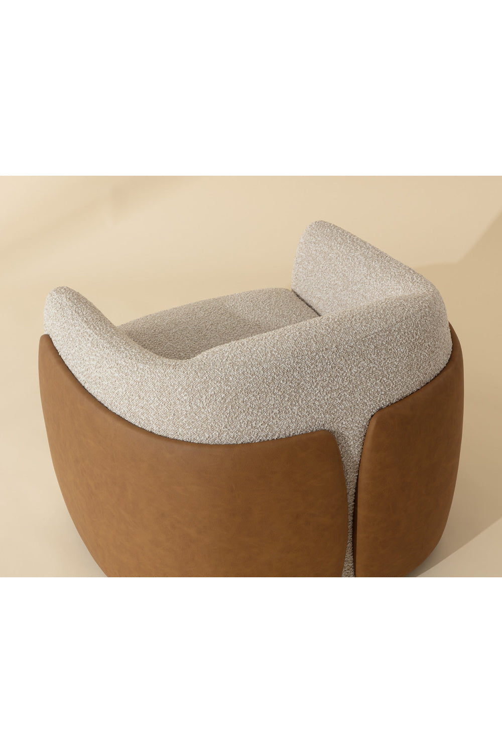 Modern European furniture - White Textured Swivel Lounge Chair - www.oroa.com