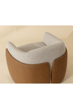 Modern European furniture - White Textured Swivel Lounge Chair - www.oroa.com