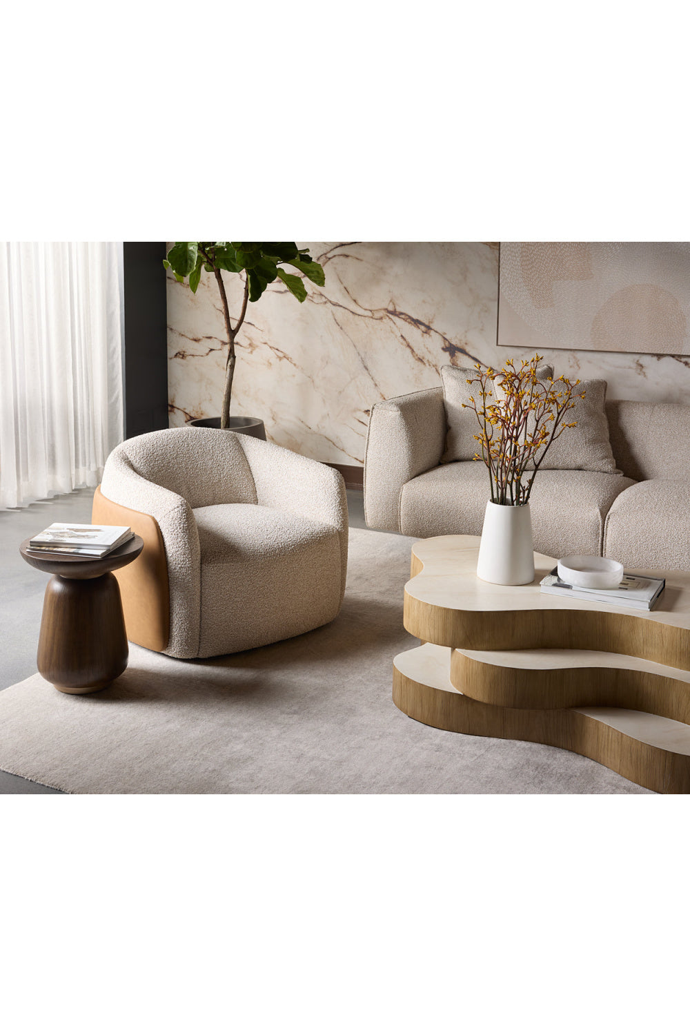 Modern European furniture - White Textured Swivel Lounge Chair - www.oroa.com