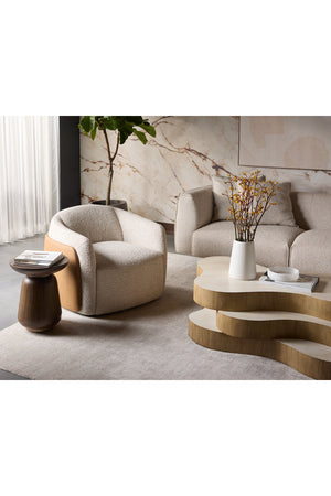 Modern European furniture - White Textured Swivel Lounge Chair - www.oroa.com