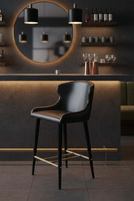 Modern European furniture - Leather Look Shell Counter Stool - www.oroa.com