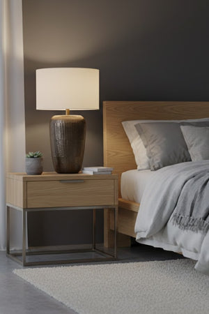 Modern European furniture - Antique Brass Drum Table Lamp - www.oroa.com