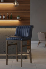 Modern European furniture - Leather-Look Vertical-Channeled Bar Stool - www.oroa.com