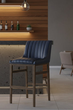Leather-Look Vertical-Channeled Bar Stool | Splendido Halden | Oroa.com