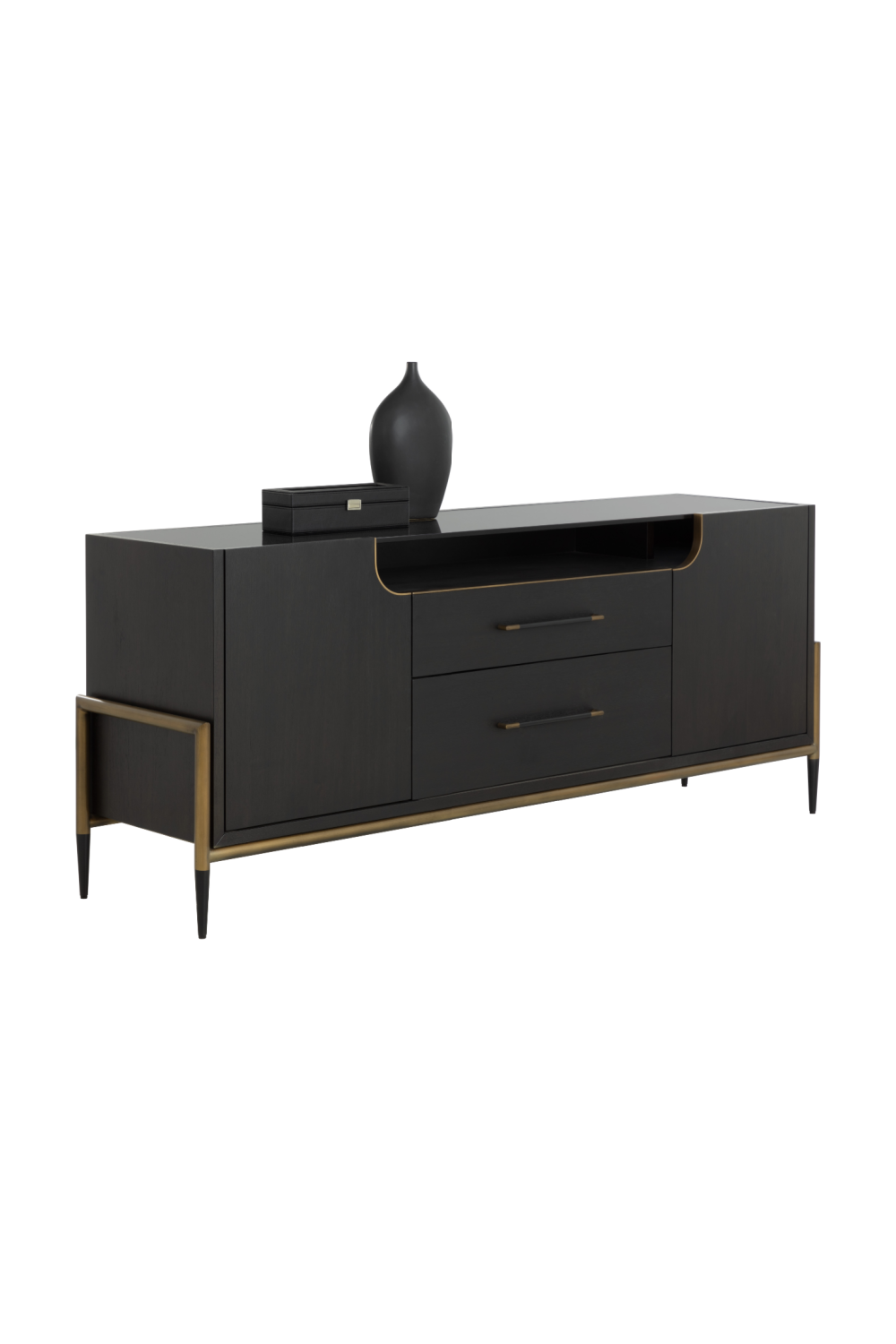 Black Wooden 2-Drawer Sideboard | Splendido Weldrick