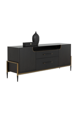 Modern European furniture - Black Wooden 2-Drawer Sideboard - www.oroa.com
