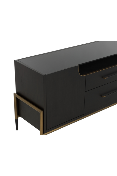 Modern European furniture - Black Wooden 2-Drawer Sideboard - www.oroa.com