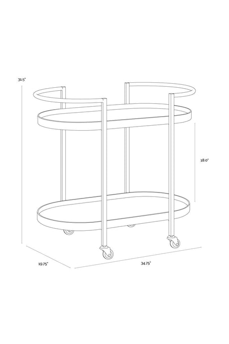 Modern European furniture - Antique Brass Bar Cart - www.oroa.com