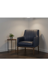 Modern European furniture - Black Leather Channeled Lounge Chair - www.oroa.com