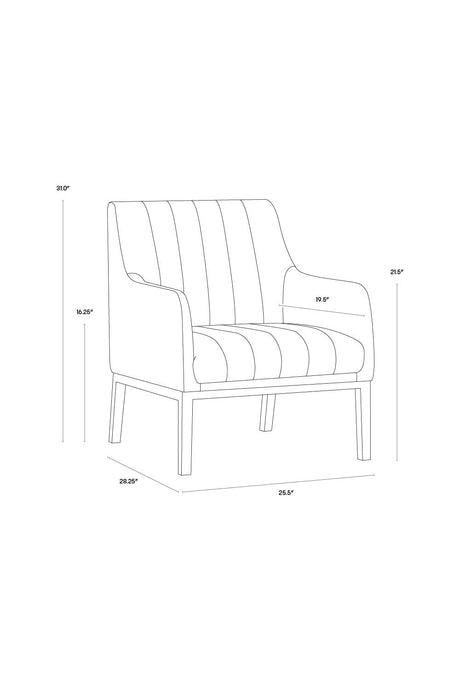 Modern European furniture - Black Leather Channeled Lounge Chair - www.oroa.com