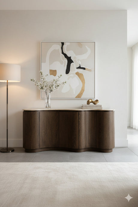 Solid Oak Sideboard with Travertine Top | Splendido Fable | Oroa.com