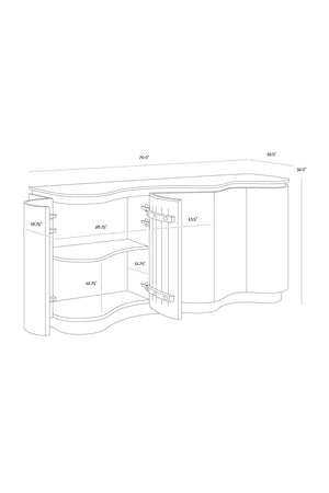 Solid Oak Sideboard with Travertine Top | Splendido Fable | Oroa.com