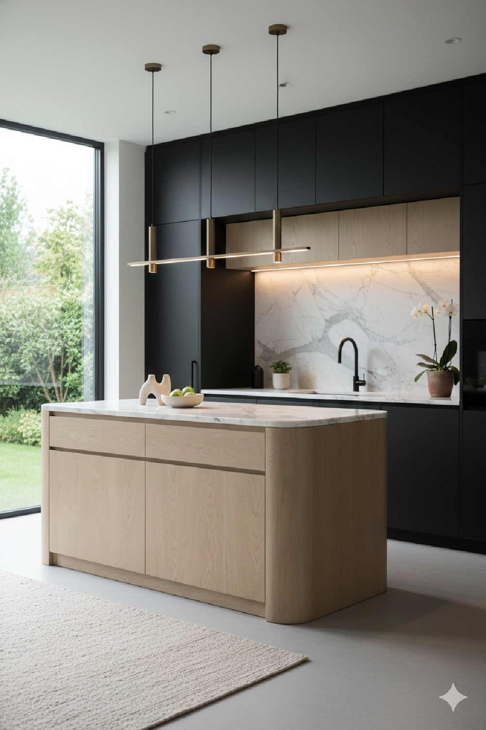 Contemporary Marble Kitchen Island w/ Open Shelving | Splendido Romilly | Oroa.com