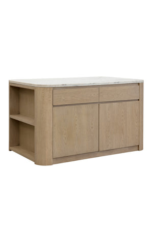 Contemporary Marble Kitchen Island w/ Open Shelving | Splendido Romilly | Oroa.com