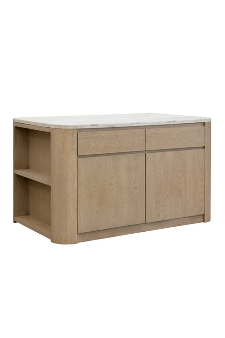 Modern European furniture - Contemporary Marble Kitchen Island w/ Open Shelving - www.oroa.com