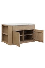 Modern European furniture - Contemporary Marble Kitchen Island w/ Open Shelving - www.oroa.com