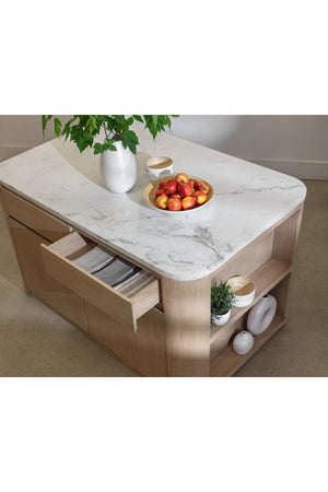 Contemporary Marble Kitchen Island w/ Open Shelving | Splendido Romilly | Oroa.com