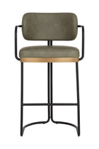 Modern European furniture - Iron Framed Leather-Look Bar Stool - www.oroa.com