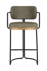 Modern European furniture - Iron Framed Leather-Look Bar Stool - www.oroa.com