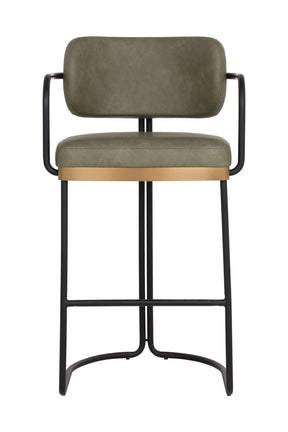Iron Framed Leather-Look Bar Stool by Splendido Jalen Barstool, alternate view 3