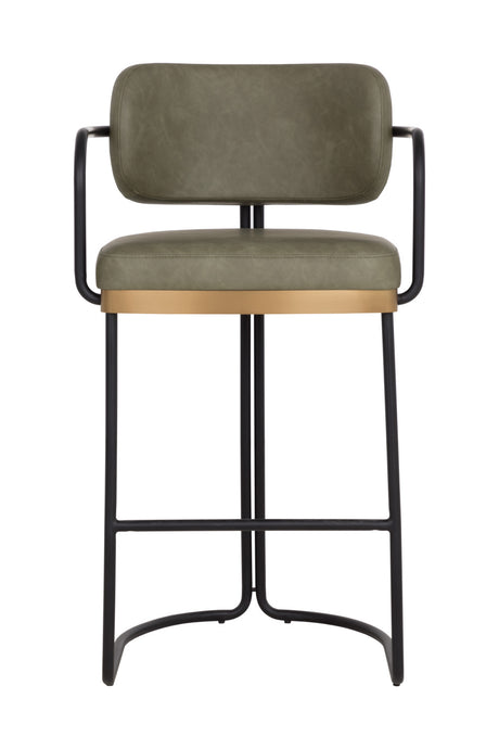 Iron Framed Leather-Look Bar Stool | Splendido Jalen | Oroa.com