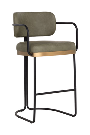 Iron Framed Leather-Look Bar Stool | Splendido Jalen | Oroa.com