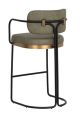 Modern European furniture - Iron Framed Leather-Look Bar Stool - www.oroa.com