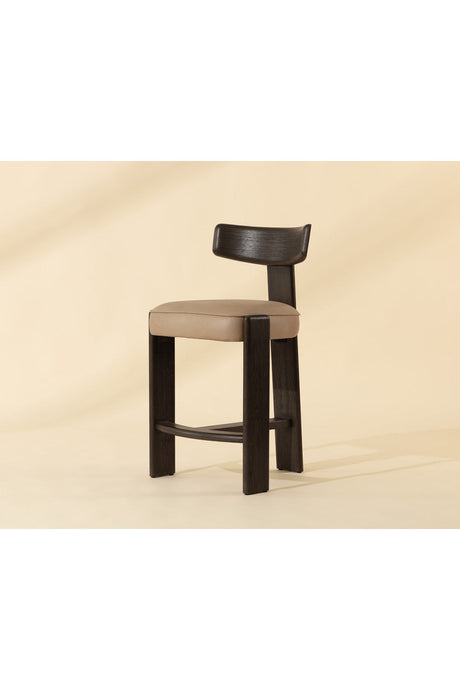 Modern European furniture - Oak T-Shaped Back Counter Stool - www.oroa.com