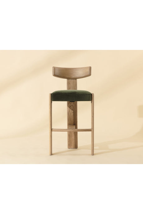 Modern European furniture - Oak Framed Green Bar Stool - www.oroa.com